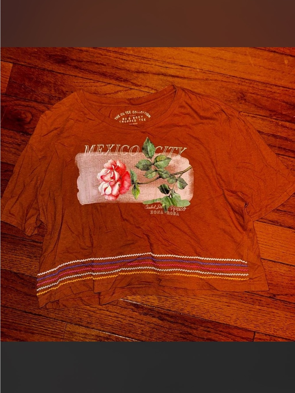 Rust Floral Mexico City Graphic Crop Top